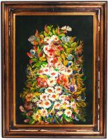Herendi Gyula (Gávai Gáll 1926-): A tavasz allegóriája. Olaj, farost, jelzett, sérült keretben, 55×39 cm