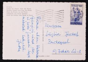 1960 Bognár Judit súlylökő saját kézzel írt képeslapja