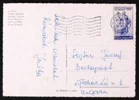 1960 Bognár Judit súlylökő saját kézzel írt képeslapja