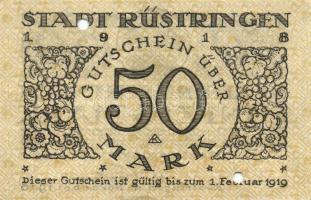 Német Birodalom / Weimari Köztársaság / Rüstringen 1918. 20M + 50M lyukasztással érvénytelenítve T:I...