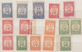 1924 Magyar Lovasegylet tagdíj bélyeg sorozat változatokkal, összesen 15 db