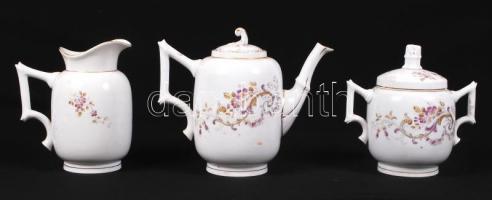 XIX. sz közepe: Hibátlan és komplett festett és aranyozott  porcelán teáskészlet / 
XIXth century vi...