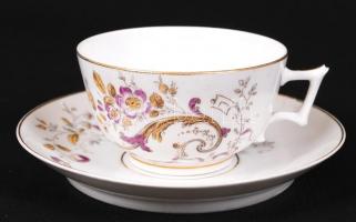 XIX. sz közepe: Hibátlan és komplett festett és aranyozott  porcelán teáskészlet / 
XIXth century vi...