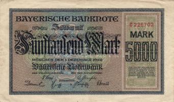 Német Birodalom / Weimari Köztársaság / München / Bayerische Notenbank 1922. 5000M + 1923. 200.000M + 500.000M T:I-,II,II- Germany-Weimar Republic / München / Bayerische Notenbank 1922. 5000 Mark + 1923. 200.000 Mark + 500.000 Mark C:AU,XF,VF