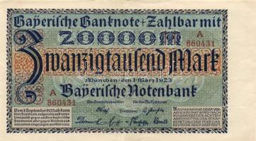 Német Birodalom / Weimari Köztársaság / München / Bayerische Notenbank 1922. 5000M + 1923. 200.000M ...