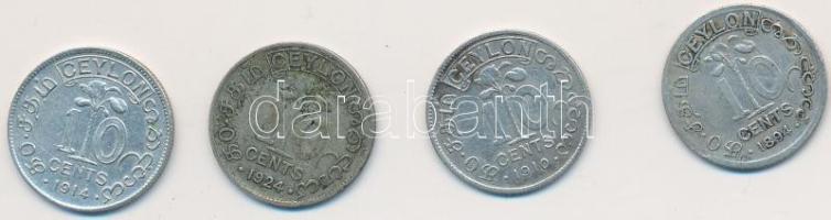 Srí Lanka 1894-1924. 10c Ag (4xklf) T:2-,3 Ceylon 1894-1924. 10 Cents Ag (4xdiff) C:VF,F