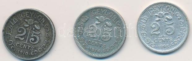 Srí Lanka 1895-1914. 25c Ag (3xklf) T:2-,3 Ceylon 1895-1914. 25 Cents Ag (3xdiff) C:VF,F