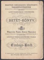 1922 Bp. VI. Betét-könyv. Magyar Országos Központi Takarékpénztár, Lipót-Terézvárosi Fiókpénztár