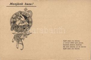 Art Nouveau postcard, 'Körjegyzői nyomda, Trencsén' (small tear)