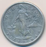 Fülöp Szigetek 1909S 1P Ag T:3 Philippines 1909S Peso Ag C:F