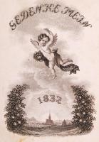 1832 Félbőr emlékkönyvecske nagyon sok korabeli bejegyzéssel, kőnyomatos és rajzolt képekkel magyar