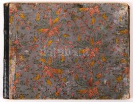 1832 Félbőr emlékkönyvecske nagyon sok korabeli bejegyzéssel, kőnyomatos és rajzolt képekkel magyar