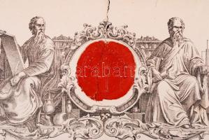 1883 A kir. Maygar természettudományi Társulat tagsági oklevele Hollósy Iván részére. Rossz állapotb...