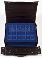 Kisalakú műbőr csatos éremtartó koffer 2x48, 4x24 és 1x20 érem tárolására alkalmas éremtartó tálcáva...