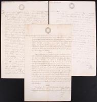 cca 1850 5 db magyar nyelvű bírósági irat 3 különböző szignettával / 5 documents with 3 different signettas