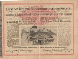 Budapest 1882. "Magyar szent korona országainak vörös-kereszt egylete" Kisorsolási kötvény 5Ft-ról osztrák pecséttel + 1888. "Magyarországi Jószív Egyesület" sorsjegye, pecsételéssel 2Ft-ról magyar és német nyelven + ~1900. "Értékpapír-Bank" sorsjegy tervezete + 1904. "Erzsébet királyné Sanatorium Sorsjegykölcsön" sorsjegye 5K-ról 5db vörös "Értékpapírbank - Rotter J. Budapest" vörös viaszpecséttel lezárt borítékban T:vegyes