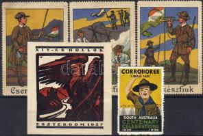 1910-1936. 5 klf. cserkész levélzáró / 5 versch. Pfadfindervignetten