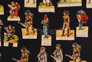 cca 1930 67db papírkatona (néhány sérült) / 
Paper soldiers (67pcs, some damaged)