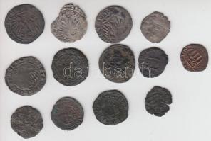 13db-ból álló kis ezüst- és fémpénz tétel a középkorból T:vegyes
