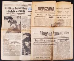 1962 A Kennedy gyilkosságról tudósító 5 db magyar napilap / Newspapers covering the Kennedy assasin