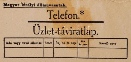 Magyar királyi Álamvasutak Telefon Üzlet táviratlap tömb