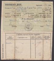 1921 Vadászati jegy /  Hunting ticket