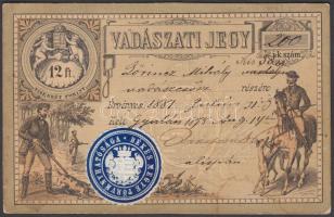 1878 Vadászati jegy 12Ft /  Hunting pass