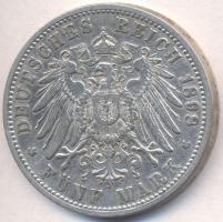 Német Államok / Baden 1898G 15 Ag "I. Frigyes nagyherceg" (27.71g) T:2- German States / Baden 1898G 5 Mark Ag "Friedrich I grand duke" C:VF