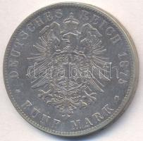 Német Államok / Baden 1875G 15 Ag "I. Frigyes nagyherceg" (27.3g) T:2-,3 German States / Baden 1875G 5 Mark Ag "Friedrich I grand duke" C:VF,F