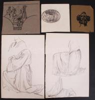 Márton Ferenc (1884-1940): 27 db vázlat és freskóterv. Ceruzarajzok és tusrajzok