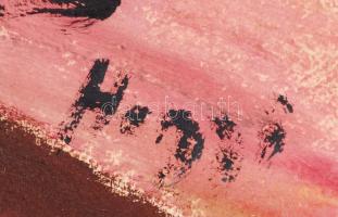 Hegyi György (1922-2001): Kettesben. Olaj, farost, jelzett, 27×40 cm