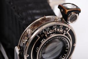 1934-1939 Kodak Vollenda 620 harmonikás fényképezőgép Kodak Anastigmat f4,5/105mm objektívvel, erede...