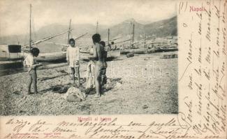 Naples, Napoli; port, boys