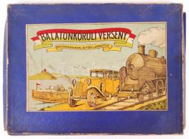 Cca 1930 Balatonkörüli verseny, társasjáték, teljes, játszható állapotban, doboza enyhén sérült, 39×...