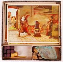 Cca 1930 Harang és kalapács, társasjáték, teljes, játszható állapotban, doboza enyhén sérült, 27×27 ...