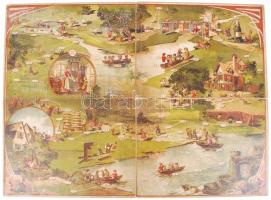 Cca 1930 Utazás János pap országába, főtábla és borító, szétesett főtábla: 78×58 cm