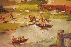 Cca 1930 Utazás János pap országába, főtábla és borító, szétesett főtábla: 78×58 cm