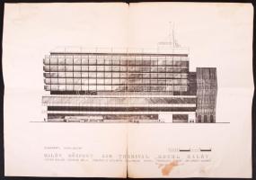 cca 1970 Malév központ - Hotel Malév látványterv 41x30 cm