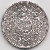 Német Államok / Baden 1907G 2M Ag "I. Frigyes nagyherceg halála" (11.18g) T:1-,2 German States / Baden 1907G 2 Mark Ag "Death of Friedrich I grand duke" C:AU,XF