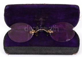 Cca 1930 okuláré, eredeti jelzett bőr tokba, h:11 cm