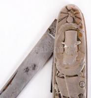 1900 A búr háború emlékére készített zsebkés Transvaal felirattal és Kruger elnök képével. Dugóhúzó ...