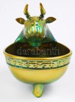 Zsolnay eozin mázas ivóedény, jelzett, hibátlan, m:18 cm, h:21 cm