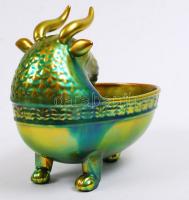 Zsolnay eozin mázas ivóedény, jelzett, hibátlan, m:18 cm, h:21 cm