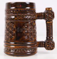 Jelzett mázas kerámia kancsó / Beer mug 19 cm