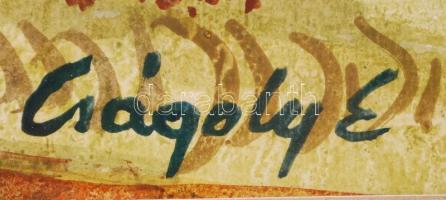 Cságoly Erzsébet (1929-1992): Hegyes vidék. Akvarell, papír-karton, jelzett, üvegezett keretben, 53×...