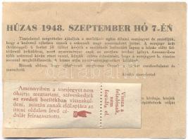 1948. Póstán küldött Állami Sorsjegy "IX. Újjáépítési Állami Sorsjáték"-ra vissza a feladó...
