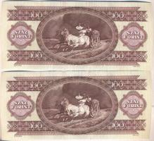 1993. 100Ft (2x) egymás utáni sorszámmal és nyomdai festékfoltokkal T:I