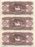 1993. 100Ft (3x) egymás utáni sorszámmal és nyomdai festékfoltokkal T:I