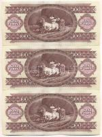 1993. 100Ft (3x) 2db egymás utáni sorszámmal és nyomdai festékfoltokkal T:I