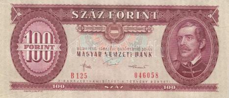 1984. 100Ft (8x) egymás utáni sorszámmal, nyomdai papírránccal T:I